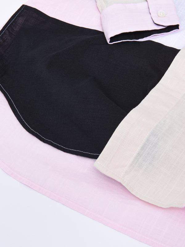 Combo Short Collar Shirt_White Cotton Handkerchief